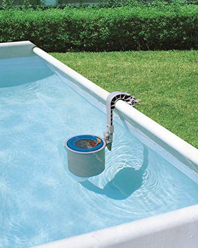 Bestway 56726E 16ft x 16ft x 48in Power Steel Swim Vista Above Ground Swimming Pool Set with Cover and 800 GPH Surface Skimmer