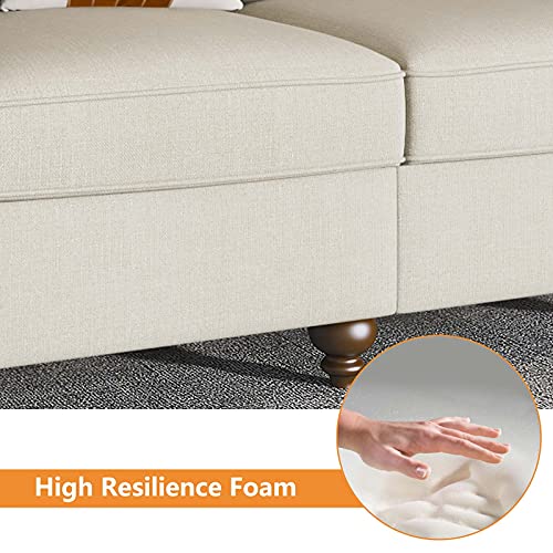 Nolany Classic 2 Piece Living Room Sofa Set Upholstered Fabric 3 Seats Sofa Couch and Loveseat Set Rolled Arm Sofa Sets, Light Beige