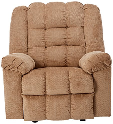 Signature Design by Ashley Ludden Ultra Plush Upholstered Manual Rocker Recliner with Tufted Back, Light Brown