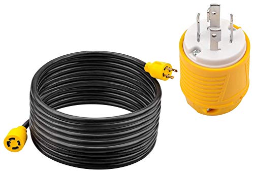 RVGUARD Bundle L14-30 4 Prong 30 Amp 100 Feet Generator Cord and L14-30P Generator Plug Connector