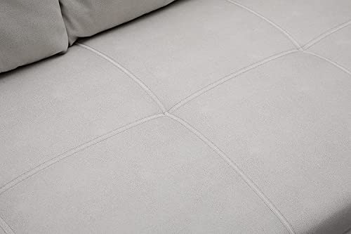 RINIMEI Modern Leather Sectional Sofa Couch with Reversible Storage Chaise Lounge,L-Shape Rivet Decor Corner Sofá W/Pull-Out Sleeper Bed Sofabed for Living Room Furniture Set & Apartment, Beige