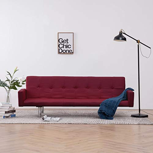 Sofa Bed with Armrest Recliner Sofa Set for Small Space Living Room Furniture Red Polyester