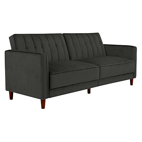 DHP Pin Velvet Convertible Sleeper Sofa in Gray