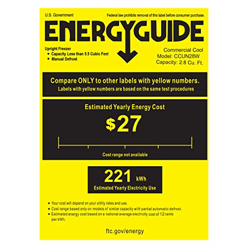 Commercial Cool CCUN28W 2.8 Cubic-Foot Upright Freezer