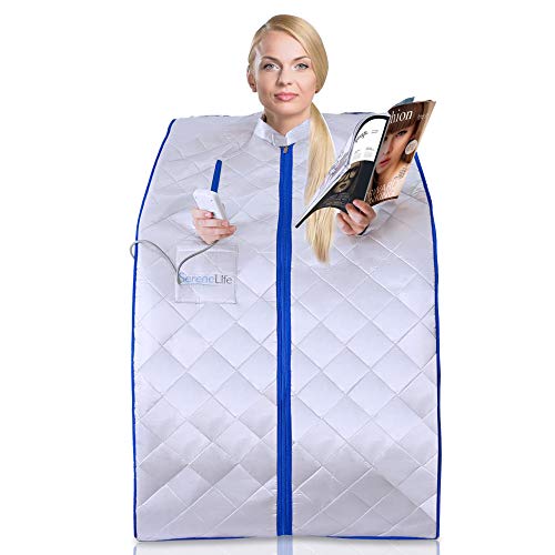 SereneLife Portable Infrared Home Spa- One Person Sauna, Heating Foot Pad and Chair
