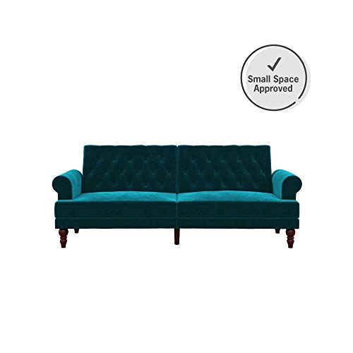 Novogratz 2342979N Upholstered Cassidy, Convertible Couch, Green Velvet Futon