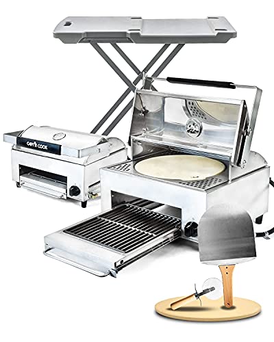 CAPT'N COOK OvenPlus Portable Gas Pizza Oven and Foldable Master Cart - Double Cooking Design For Crispy Crust and Well-cooked topping, No need to Spin, Outdoor baking and grilling, Cook with Ease, wi