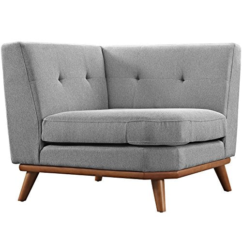 Modway Engage Mid-Century Modern Upholstered Fabric Corner Sofa in Expectation Gray
