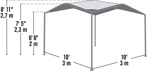 ShelterLogic 10' x 10' Pacifica Gazebo Canopy Charcoal Carbon Steel Frame and Marzipan Tan Water Resistant and Sun Protection Cover