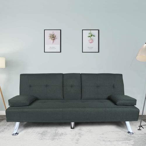 FCNEHLM Futon Sofa Bed Sofabed, Dark Gray