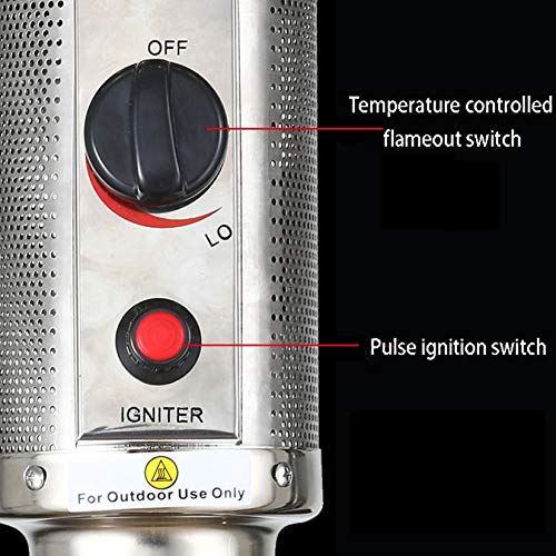 Large Outdoor Propane Patio Heater with Wheels and Table for Garden Wedding,Party -Propane 44330 BTU,Propane Gas Portable Commercial Stainless Steel Quiet and Fast Heating Patio Heater (Brown)