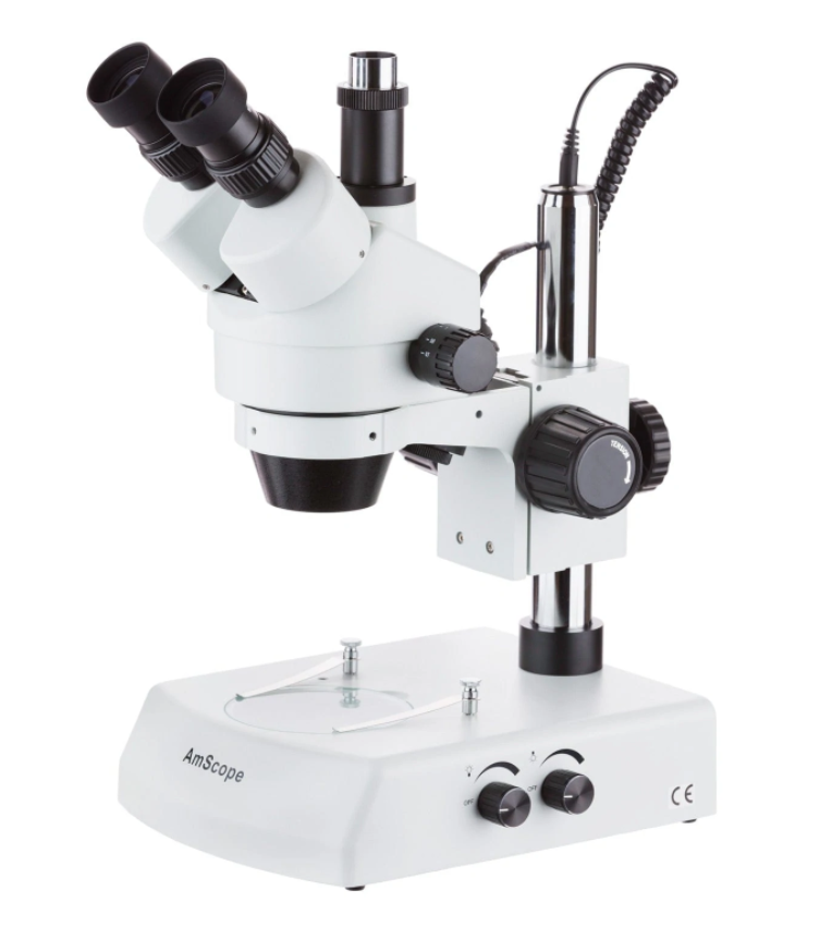 Amscope SM-2T-5M 7X - 45X Trinocular Stereo Zoom Microscope with Dual Halogen Lights and 5MP Camera New