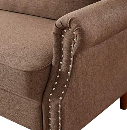 Modern Upholstered Love Seats, Loveseat Sofa (Sofa, Brown)