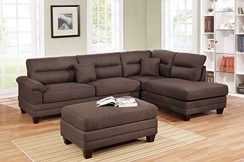 Bobkona Sectional Sofa Set Coffee