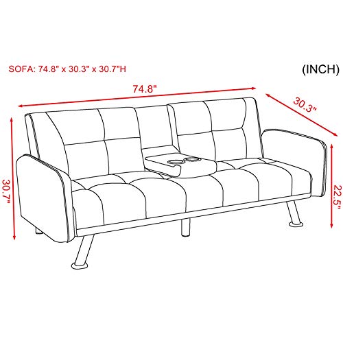 Tatub Futon Sofa Bed Sofabed, Twin, Dark Purple