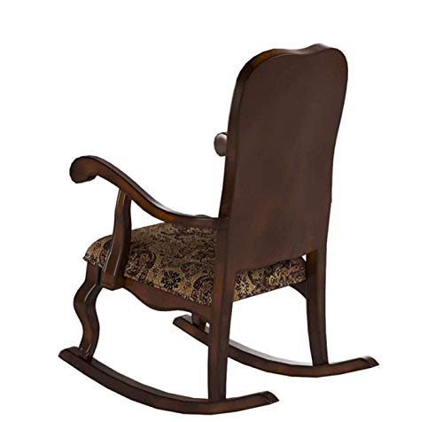 Ninowokc Newly Upgrade & Stronger Wooden Rocking Chair for Living Room Porch, Luxurious Style Armchair, Heavy Duty Lounge Rocker with Thicken Fabric Padded Seat & Back for Adult Indoor (Cherry)