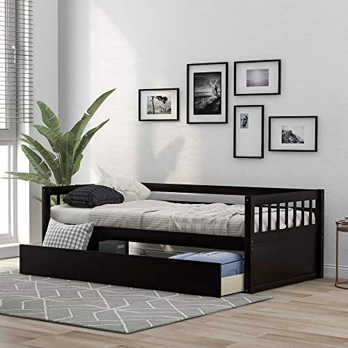 Harper & Bright Designs Daybed Twin Daybed with Storage Solid Wood daybed Frame for Bedroom Living Room Furniture ,No Box Spring Needed ,Espresso
