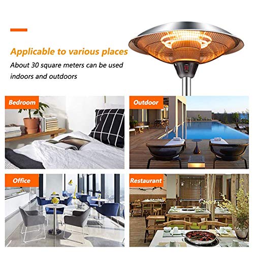 Awolf Outdoor Heaters for Patio Electric Only, 3 Heat Settings Waterproof Infrared Heater for Indoor Outdoor Courtyard Garden Use, Overheat Protection, Tip-Over Shut Off