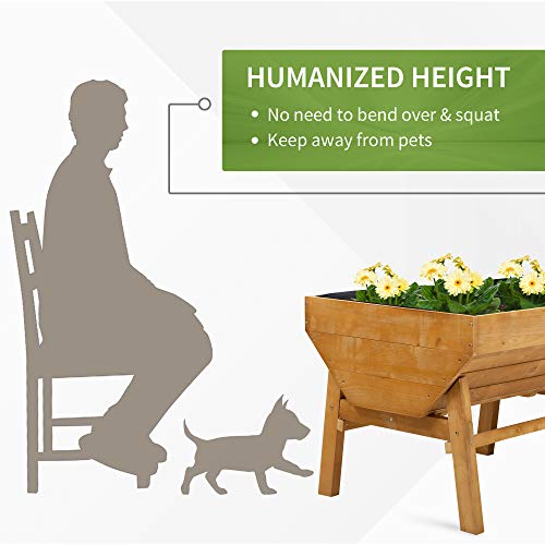 Outsunny 70'' Wooden Raised Garden Bed with Funnel Design, High Weight Capacity Planter Box with Non-Woven Fabric, Large Growing Space and Great Breathability, Natural