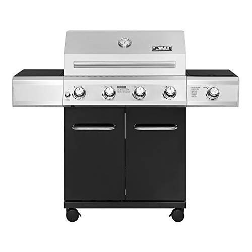 Monument Grills 13478 4-Burner Propane Gas Grill in Black with LED Controls and Side Burner