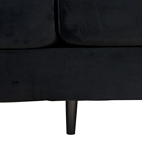 Casa Andrea Milano Modern Large Velvet Fabric Sectional Sofa Couch with Extra Wide Chaise Lounge with Golden Legs, L Shaped, Black