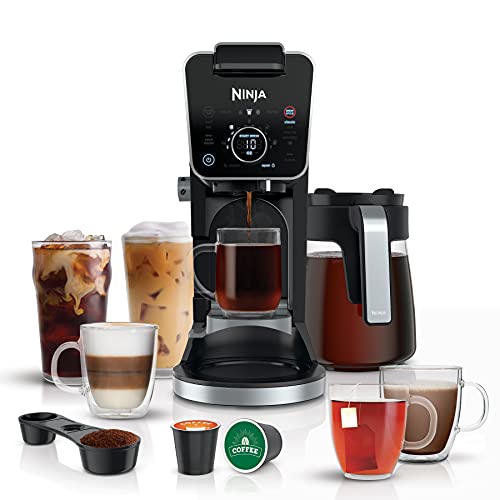 Ninja CFP301 DualBrew Pro Specialty 12-Cup Drip Maker with Glass Carafe, Single-Serve for Coffee Pods or Grounds, with 4 Brew Styles, Frother & Separate Hot Water System, Black