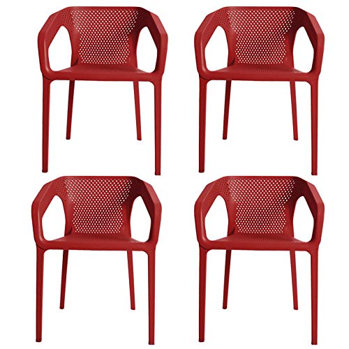 MIOCASA Dining Room Chairs Set of 4, Dinning Room Stackable Chairs, Modern Outdoor Comfortable Plastic Chair, Arm Chairs for Bedroom, Plastic Stackable Dining Chairs