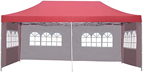 DOIT 10x20ft Pop Up Canopy Tent Instant Folding Canopy , Gazebo for Party or Camping Outdoor Event,Portable Wheeled Carrying Bag (Red with 4 Sidewalls)