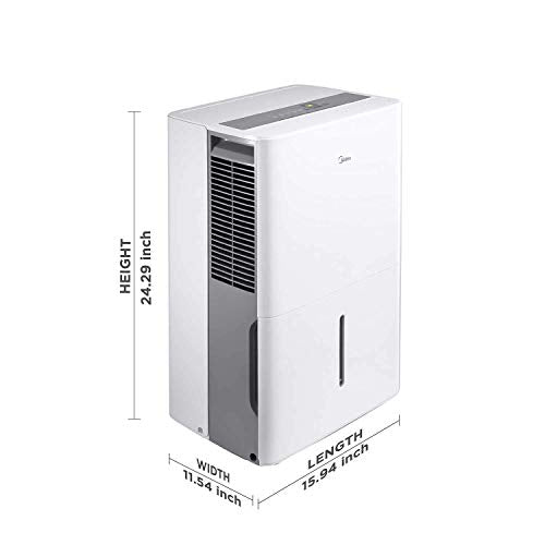 Midea 4,500 Sq. Ft. Energy Star Certified Dehumidifier with Reusable Air Filter 50 Pint 2019 DOE (Previously 70 Pint) - Ideal For Basements, Extra Large Rooms and Bathrooms (White)