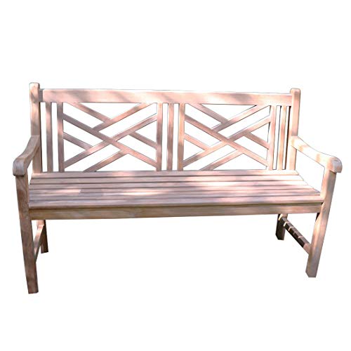 Titan Great Outdoors Grade A Teak Cross Bench 59 in Indoor Outdoor Patio Solid Wood