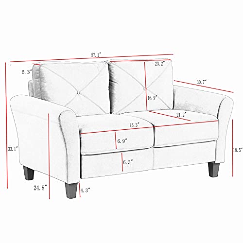 DEINPPA Premium Modern 2 Piece Fabric Living Room Sofa Set Furniture with Three Seat Sofa and Loveseat Sofa, Upholstered Sofa Couch for Living Room and Living Space Bedroom (Grey, Loveseat)