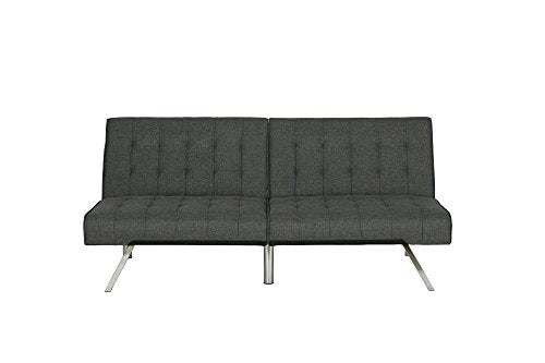 DHP Emily Futon With Chrome Legs, Grey Linen