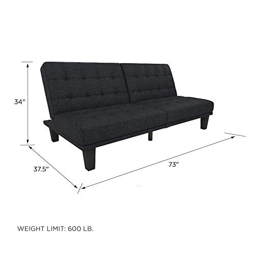 DHP Dexter Futon & Lounger, Convertible Sofa Bed & Couch, Navy Blue Futon,