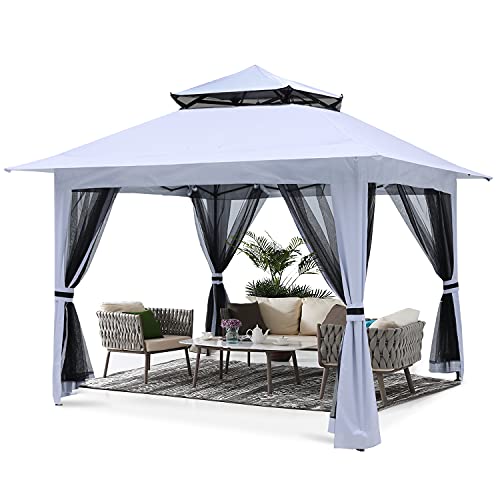 ABCCANOPY 13'x13' Gazebo Tent Outdoor Pop up Gazebo Canopy Shelter with Mosquito Netting (White)