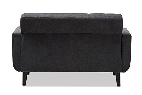 Baxton Studio Carmena Loveseat, Dark Grey