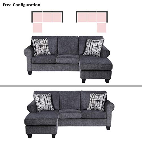 Convertible Sectional Sofa Couch with Reversible Chaise Lounge L-Shaped Upholstered Sofa Sets with Modern Linen Fabric Living Room Furniture
