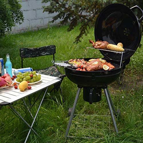 HYAN Barbecue Grill Portable Charcoal Grill,Outdoor Large Round Barbecue Stove Charcoal Grill with Wheels Shelf for Cooking Patio Backyard Camping Barbecue Shelves