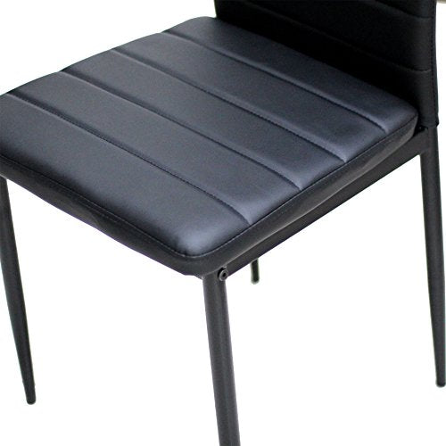 IDS Online 7 Pieces Home Dining Kitchen Furniture Set, with with Faux Marble Glass Top Metal Leg and Frame, Black,