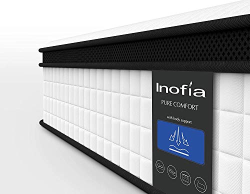 Inofia Queen Mattress,10 Inch Cool Memory Foam Innerspring Hybrid Mattress in a Box, Breathable Comfortable Mattress for Sleep Supportive & Pressure Relief, Queen Size