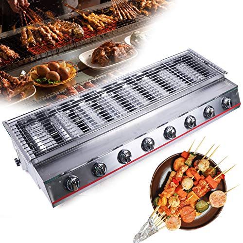 CNCEST Commercial LPG Gas BBQ Grill Stainless Steel Tabletop Gas Grill Outdoor Camping Picnic Cooker (8 Burners)