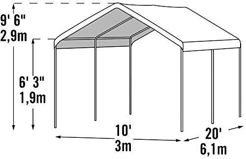 ShelterLogic 10' x 20' MaxAP Outdoor Gazebo or Heavy Duty Steel Canopy Including Waterproof Cover with 50+ UPF Sun Protection Backyard Shade Tent, White