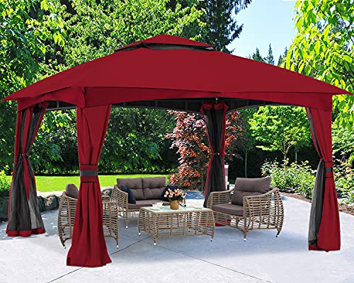 ABCCANOPY High Grade Gazebos for Patio 10x10 with Mosquito Netting (Burgundy)