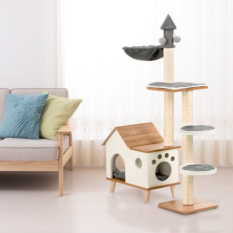Wooden House Cat Tree