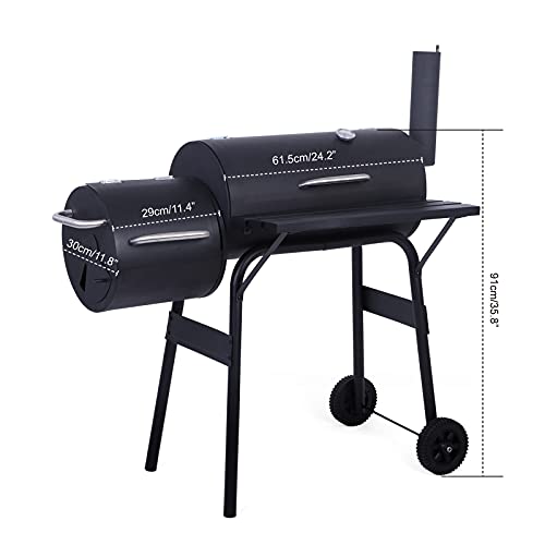 WANWOOT BBQ Charcoal Grill with Cover Offset Smoker Wheels and Temperature, Barbecue Grill Stainless Steel for Labor Day Large Event Gathering Outdoor Camping Picnics Patio and Backyard Cooking