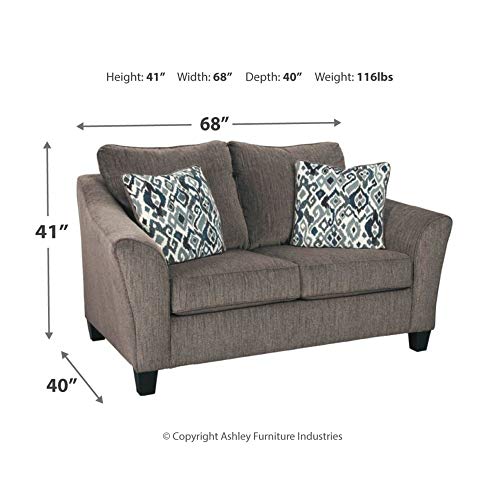 Signature Design by Ashley - Nemoli Modern Loveseat w/ 2 Pillows, Slate Gray