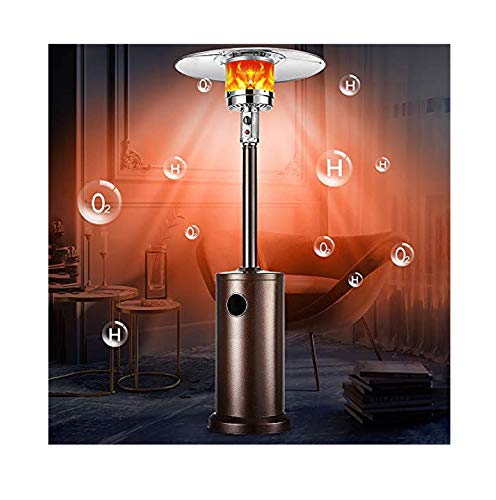 CreazyBee Outdoor 48000 Btu Propane Patio Heater with Wheels and Table Large Propane Outdoor Heater Stainless Steel Quiet and Fast Heating Waterproof Patio Heater, Overheat Protection (Brown)