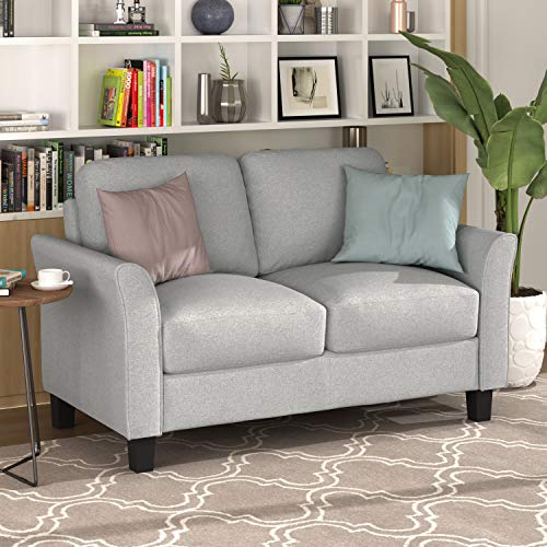 Merax Sofa Couch Loveseat Sofa Sets with Armrest and Plastic Legs for Living Room Furniture (loveseat, Light Gray)