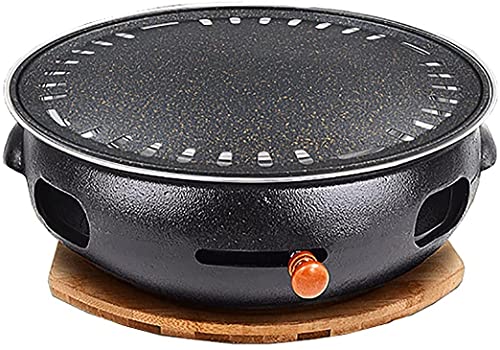 WDSZXH Portable Barbecues Cast Iron Charcoal Grill Household Charcoal Grill BBQ Grill Portable Food Charcoal Stove with Standard Grill Pan Cast Iron Grill (Color : Black, Size : 34x13cm)