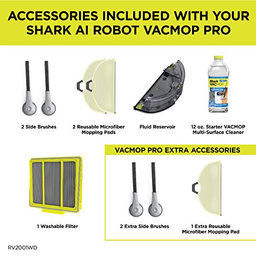 Shark AI VACMOP Robot Vacuum and Mop RV2001WD with Self-Cleaning Brushroll, Advanced Navigation, Perfect for Pet Hair, Works with Alexa, Wi-Fi