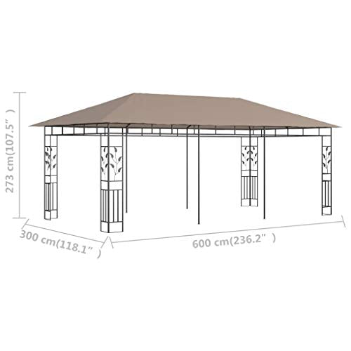 Outdoor Gazebo Canopy Screen Party Tent with Side Walls, Gazebo Tent Sunshading Shelter for Outdoor Yard Garden Patio 19.7'x9.8'x9' Taupe 180 g/m²